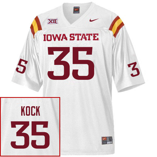 Men #35 Caden Kock Iowa State Cyclones College Football Jerseys Sale-White - Click Image to Close